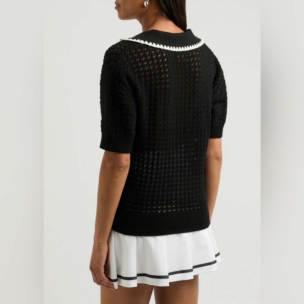 Varley Monte Open-knit Polo Shirt Black - Picture 4 of 4